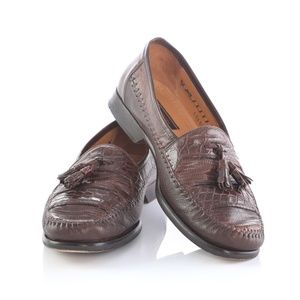 Miguel Angel Dark Brown Lizard Skin Loafers Shoes